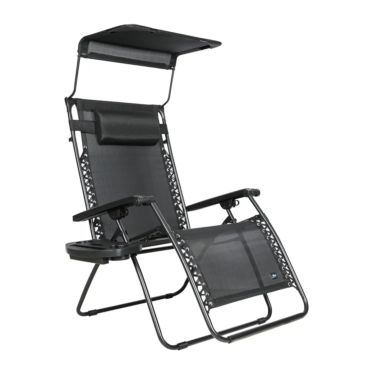 Bliss Hammocks Gfc-438Wbk Gravity Free Chair W/ Canopy , Drink Tray, & Pillow | 30-In. Wide Xl | Weather & Rust Resistant | 360 Lb. Capacity 1
