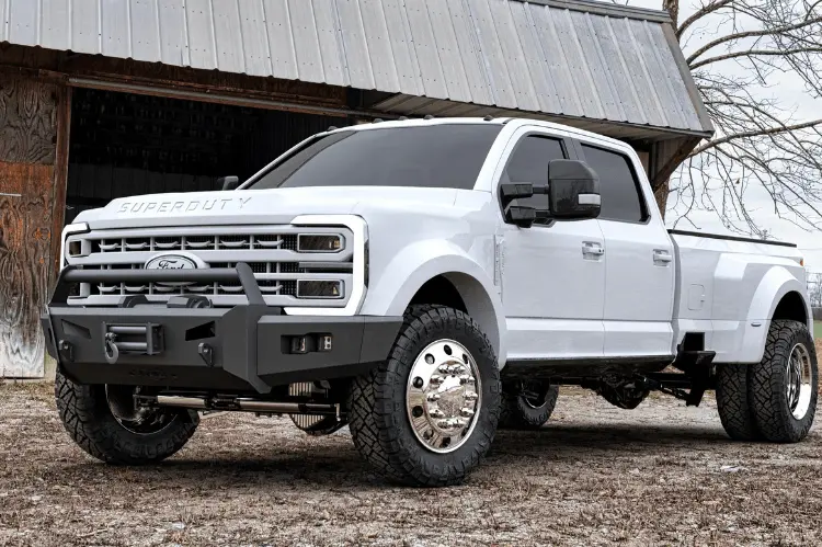 Flog Industries Fifs-F2555-2327F-Bb-Ac-S 2023-2027 Ford F450/F550 Superduty Frontier Series Front Winch Bumper Bull Bar With Adaptive Cruise And Sensors 2