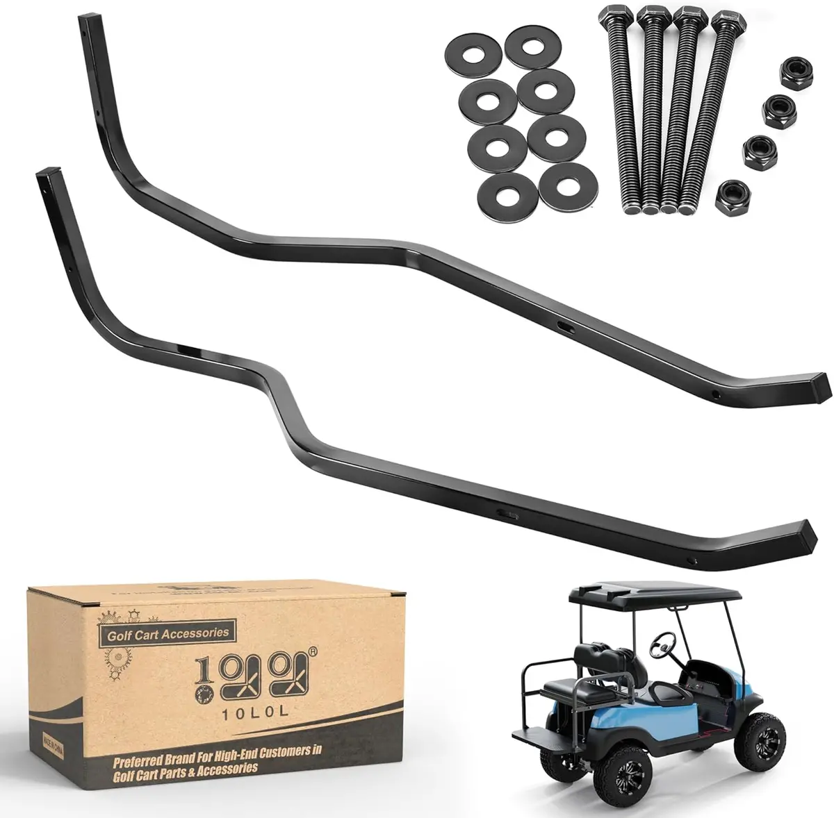 2 Heavy Duty Golf Cart Rear Strut Support Brackets For Ezgo Club Car Yamaha 88" Extended Roof - 10L0l 3
