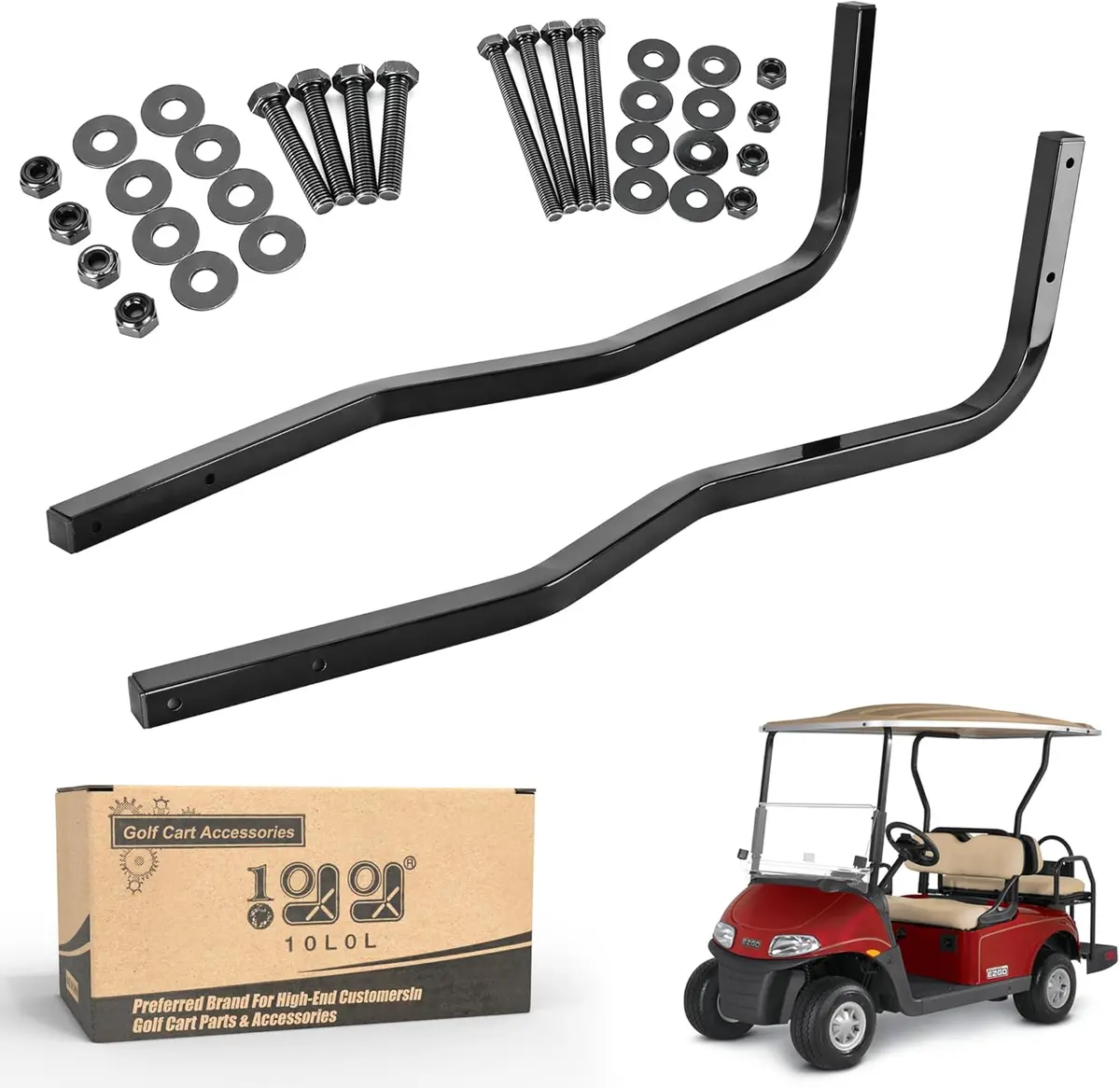 2 Heavy Duty Golf Cart Rear Strut Support Brackets For Ezgo Club Car Yamaha 88" Extended Roof - 10L0l 2
