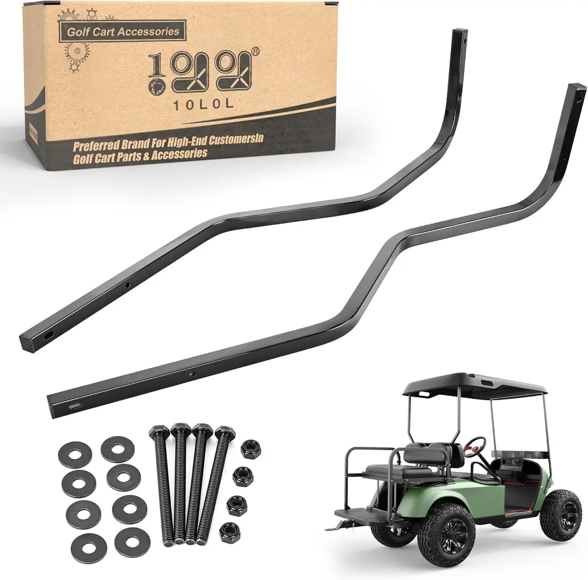 2 Heavy Duty Golf Cart Rear Strut Support Brackets For Ezgo Club Car Yamaha 88" Extended Roof - 10L0l 1