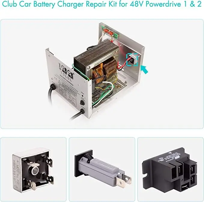 Golf Cart Battery Charger Repair Kit For Club Car 48V Powerdrive 1 & 2 Chargers - 10L0l 2