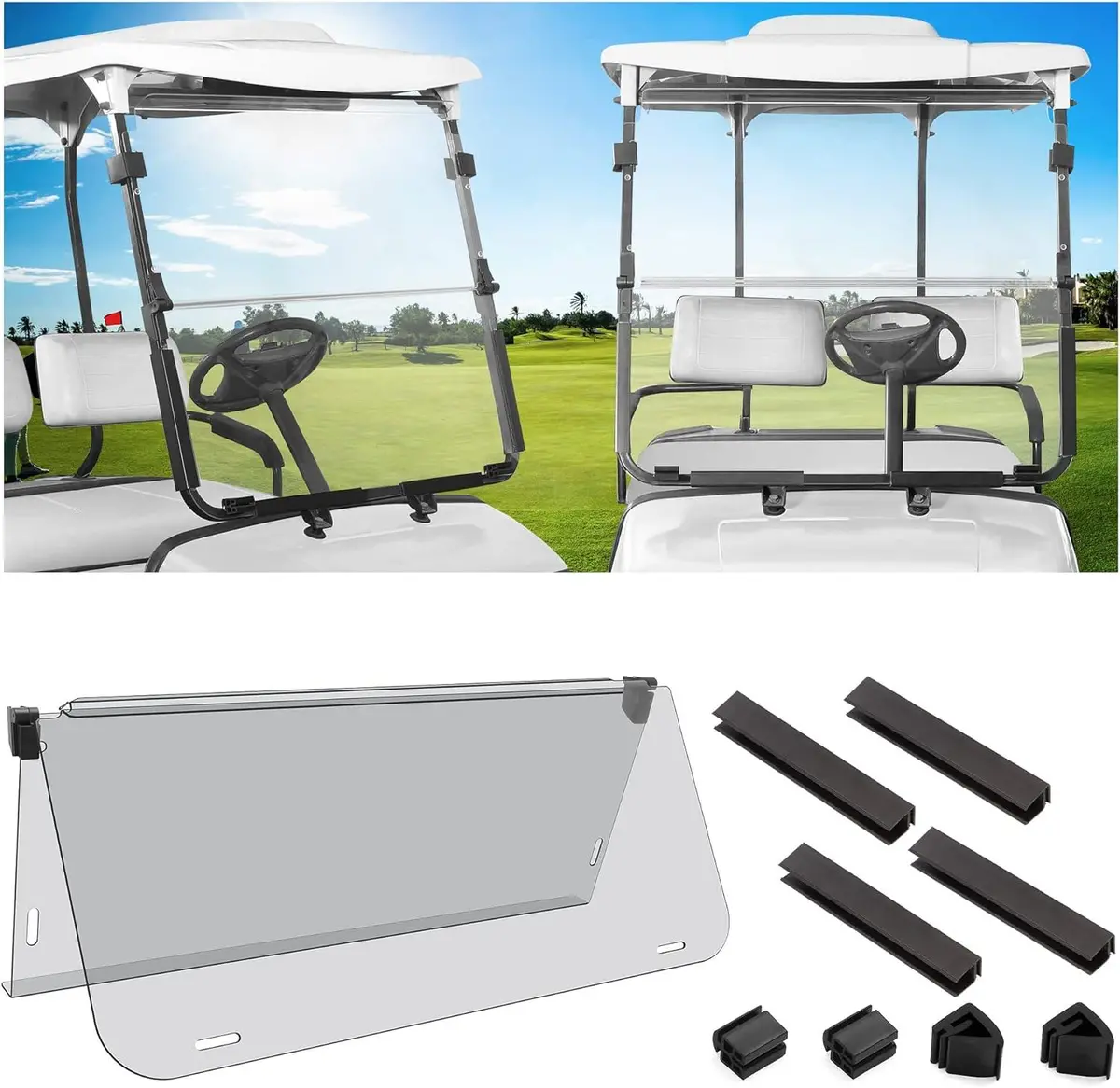 Golf Cart Folding Windshield For 2003-2006 Yamaha G22 - 10L0l 1