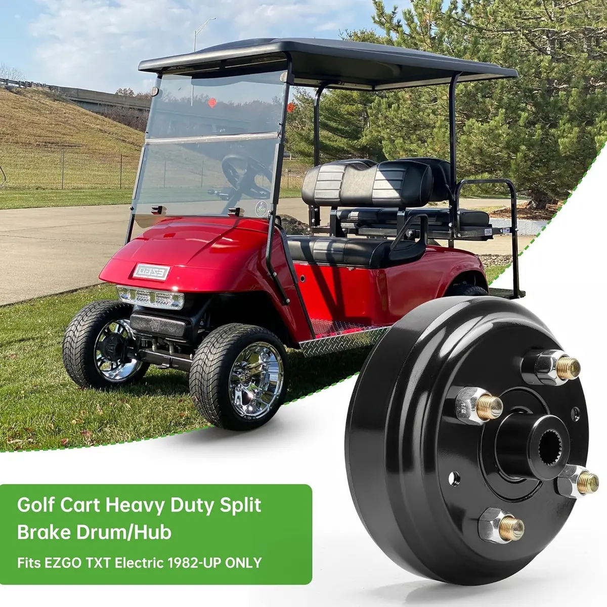 Golf Cart Heavy Duty Split Brake Drum & Rear Wheel Hub Assembly For Ezgo Txt - 10L0l 2