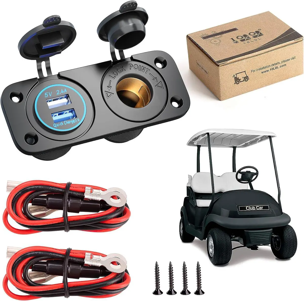 Golf Cart Usb Charger 12V Outlet Also Suitable For Rvs, Cars, Trucks - 10L0l 1