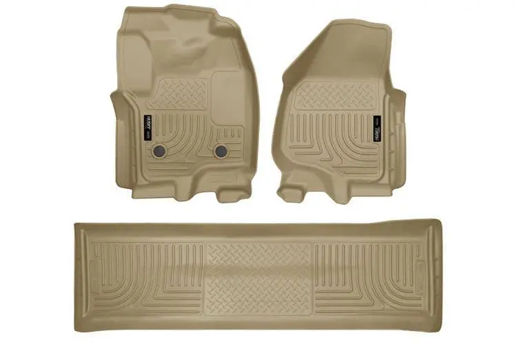 Husky Weatherbeater 2012-2016 Ford F250/F350/F450 Super Duty Front & 2Nd Seat Floor Liner (Footwell Coverage) 99713 Tan 1