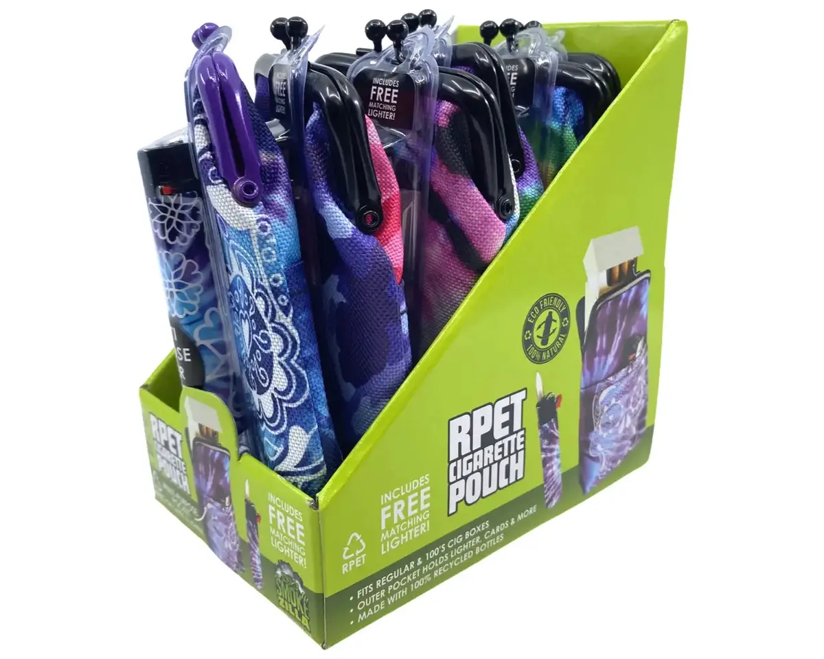 Rpet Cigarette Pouch With Bonus Lighter -  6 Pieces Per Retail Ready Display 40313 1