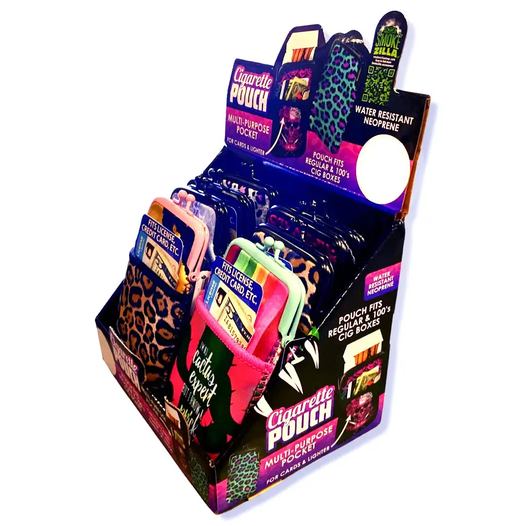 Neoprene Cigarette Pouch With Pocket - 8 Pieces Per Retail Ready Display 23262 1