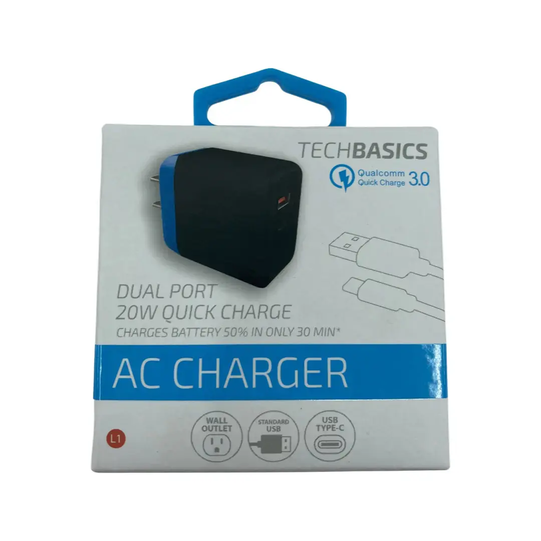 Ac Wall Charger With Dual Usb / Usb-C Ports 20 Watts - 5 Pieces Per Pack 23172 1