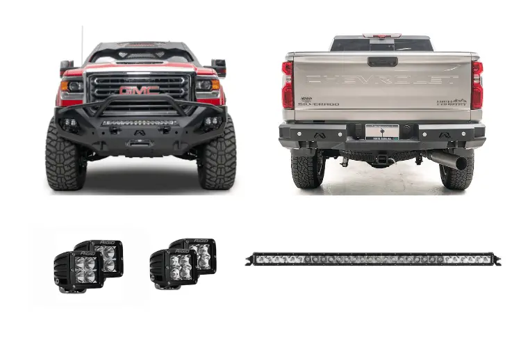 2023 Gmc Sierra 2500Hd Night Raider Kit - Fab Fours + Rigid Lighting 1