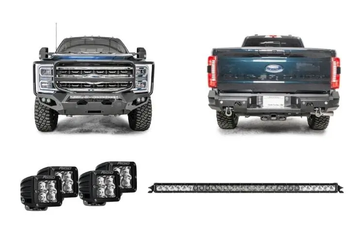 2024 Ford F250 Superduty Night Raider Kit - Fab Fours Bumpers + Rigid Lighting 1