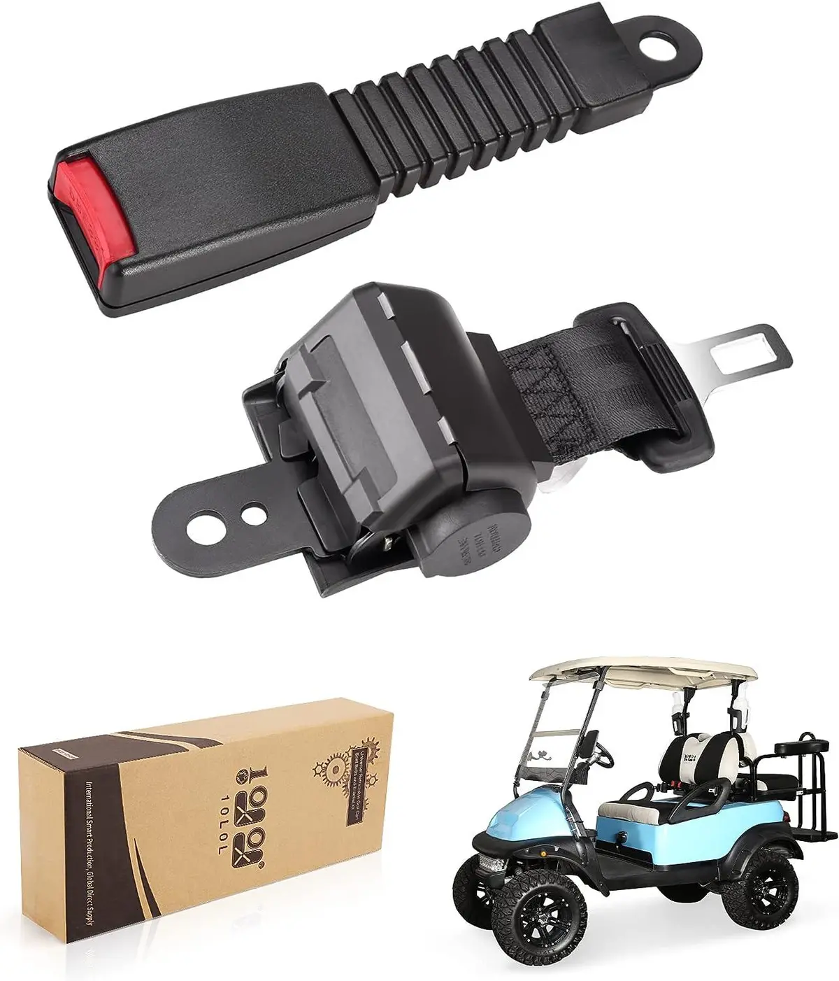 Universal Retractable Front Rear Golf Cart Seat Belt Kit For Ezgo, Yamaha, Club Car - 10L0l 1