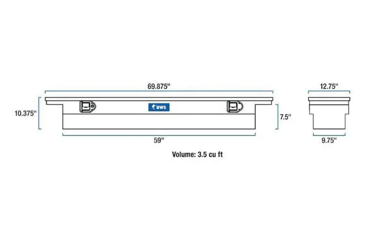 Uws Tbs-69-Sl-Lp Gmc Sierra 2500Hd/3500Hd 1999-2023 69" Slim Truck Tool Box With Low Profile Bright Aluminum 2