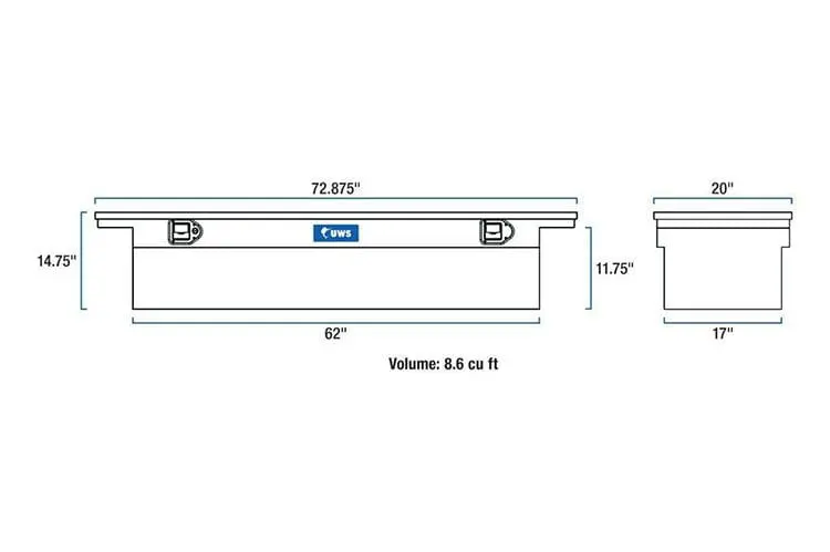 Uws Tbs-72-Lp Ford F250/F350/F450 Super Duty 1999-2022 Bright Aluminum 72" Crossover Truck Tool Box With Low Profile 2
