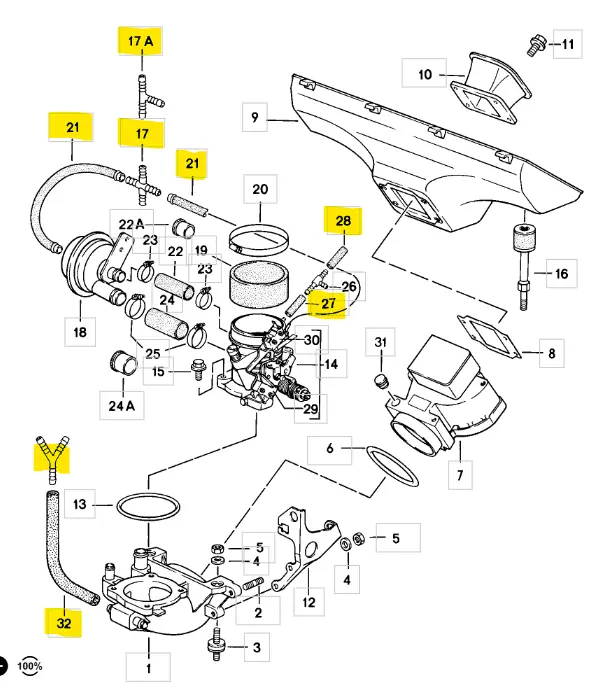 Vackit8082 - Vacuum Hose Kit 80- 82 Usa L-Jet 4.5L 1