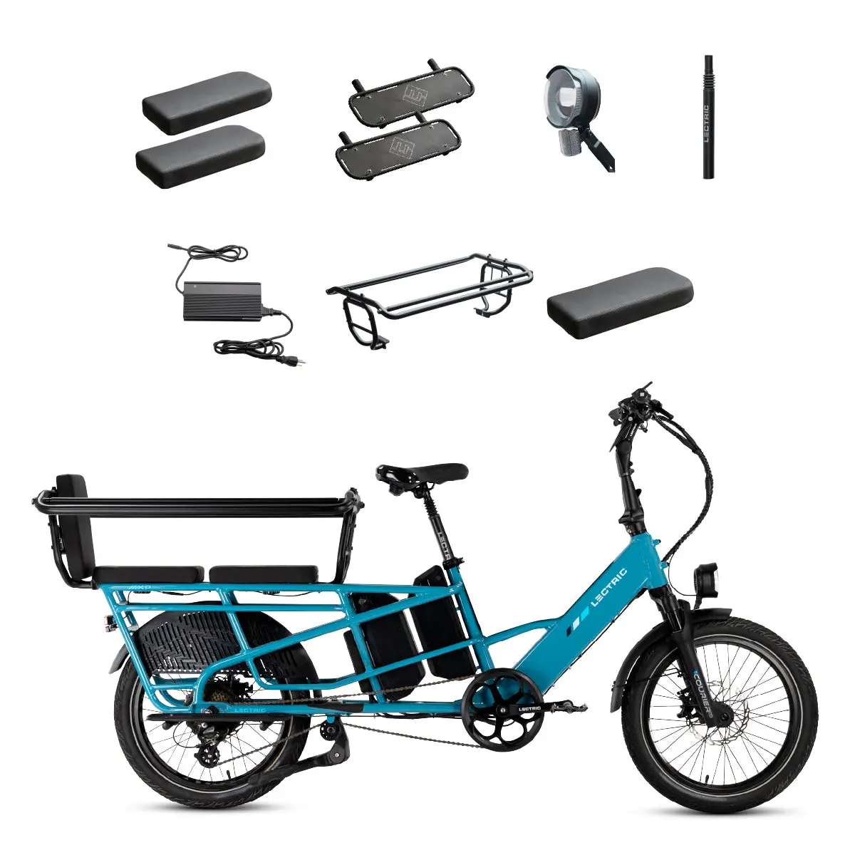 Xpedition2 Raindrop Blue Long-Range Dual-Battery + Free Running Boards, Cushions, Elite Headlight, Suspension Seat Post, Orbitor, Fast Charger ($694 Value) 1